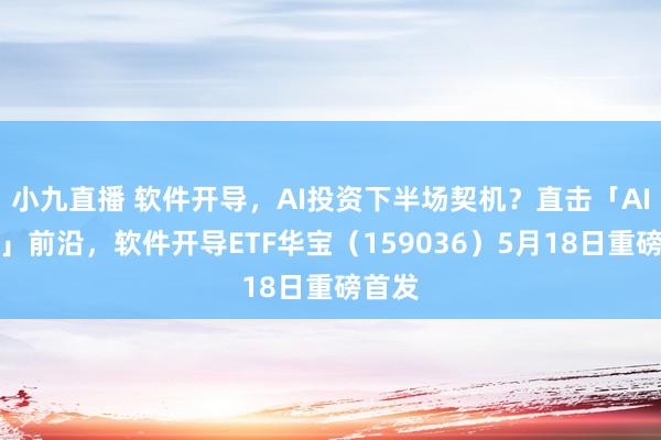 小九直播 软件开导，AI投资下半场契机？直击「AI诈欺」前沿，软件开导ETF华宝（159036）5月18日重磅首发