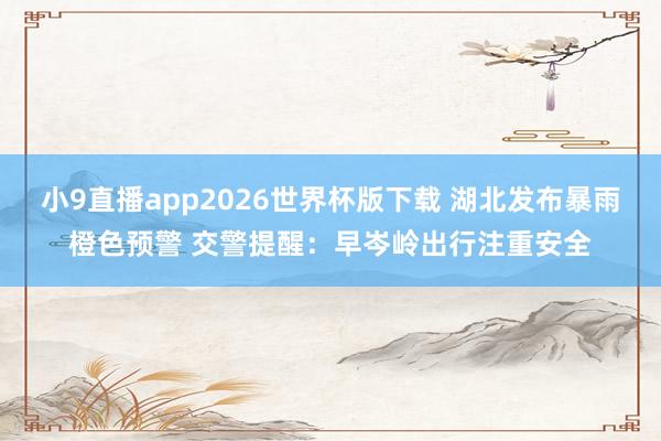 小9直播app2026世界杯版下载 湖北发布暴雨橙色预警 交警提醒：早岑岭出行注重安全