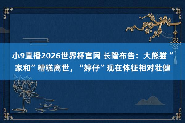 小9直播2026世界杯官网 长隆布告：大熊猫“家和”糟糕离世，“婷仔”现在体征相对壮健
