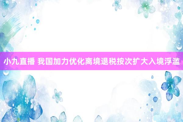小九直播 我国加力优化离境退税按次扩大入境浮滥