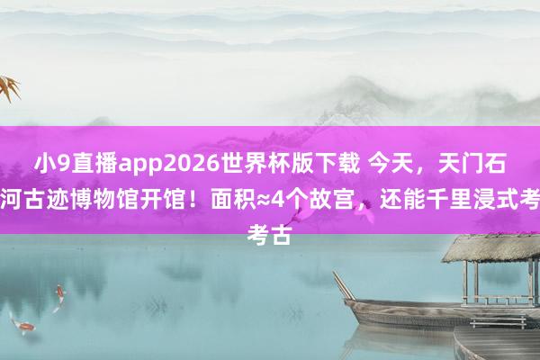 小9直播app2026世界杯版下载 今天，天门石家河古迹博物馆开馆！面积≈4个故宫，还能千里浸式考古