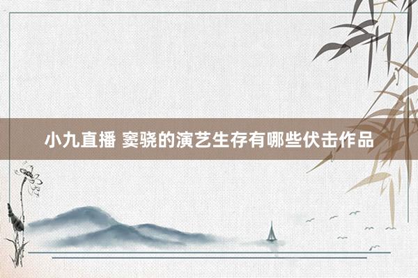 小九直播 窦骁的演艺生存有哪些伏击作品