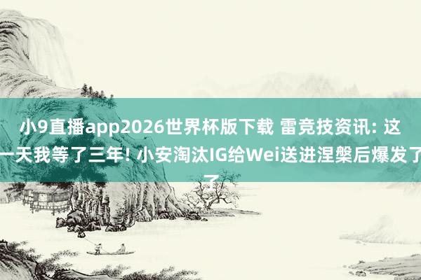 小9直播app2026世界杯版下载 雷竞技资讯: 这一天我等了三年! 小安淘汰IG给Wei送进涅槃后爆发了