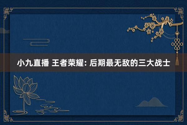 小九直播 王者荣耀: 后期最无敌的三大战士
