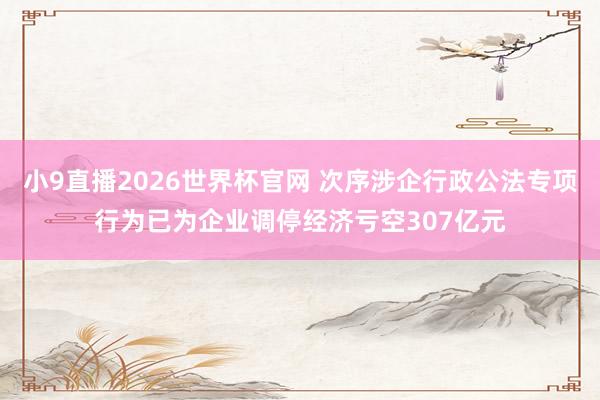 小9直播2026世界杯官网 次序涉企行政公法专项行为已为企业调停经济亏空307亿元