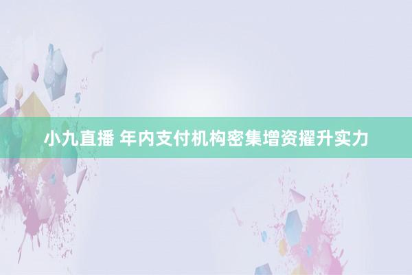 小九直播 年内支付机构密集增资擢升实力