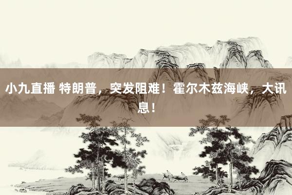 小九直播 特朗普,突发阻难!霍尔木兹海峡,大讯息!