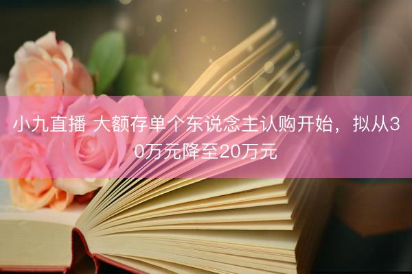 小九直播 大额存单个东说念主认购开始,拟从30万元降至20万元