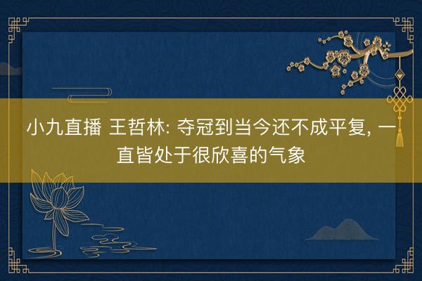 小九直播 王哲林: 夺冠到当今还不成平复， 一直皆处于很欣喜的气象