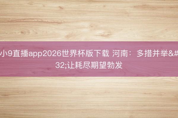 小9直播app2026世界杯版下载 河南：多措并举 让耗尽期望勃发