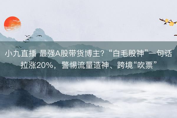 小九直播 最强A股带货博主？“白毛股神”一句话拉涨20%，警惕流量造神、跨境“吹票”